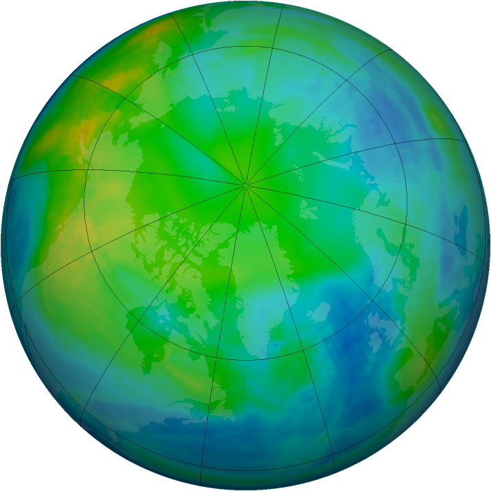 Arctic ozone map for 21 November 1991